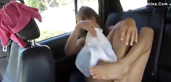  Hot teen masturbates on a back seat
